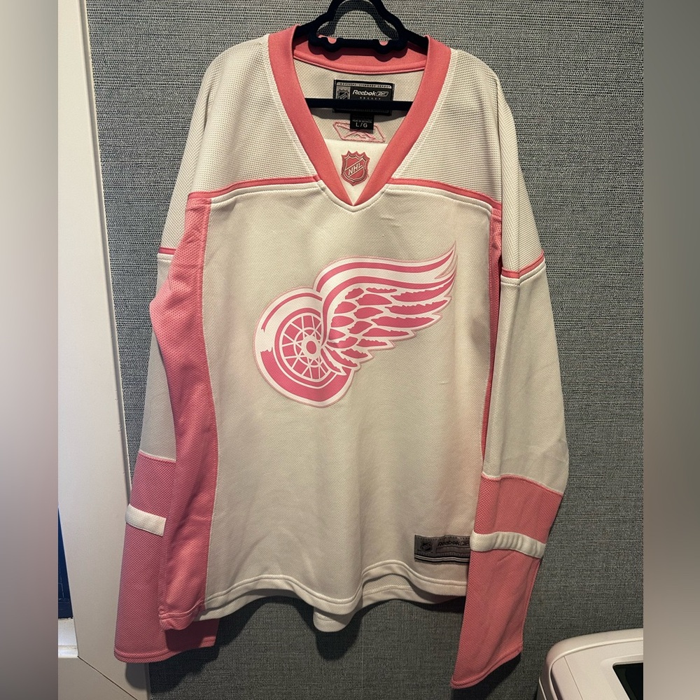 Reebok Pink and White NHL Red Wings Jersey